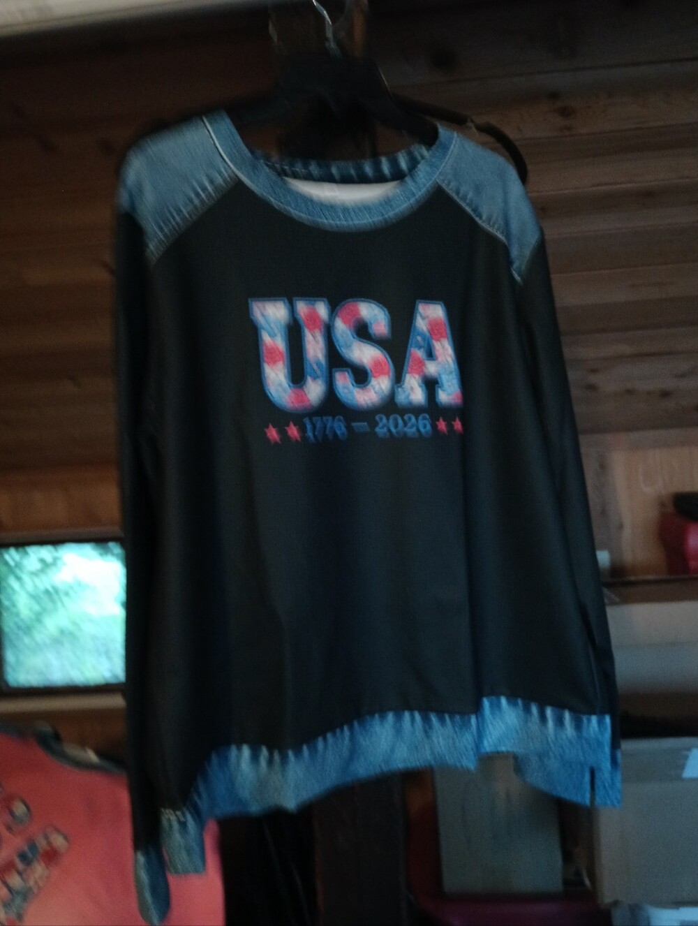 USA Floral Graphic Women’s Black Pullover Sweater